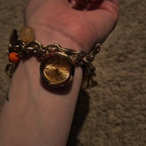 Rumours Gold Chain Bracelet with Watch Charm